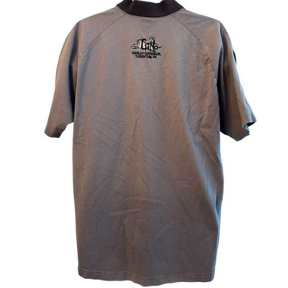 Harley Davidson Mens Medium Gray Polo Golf Shirt Gatto Tarentum Pennsylvania - Picture 2 of 7
